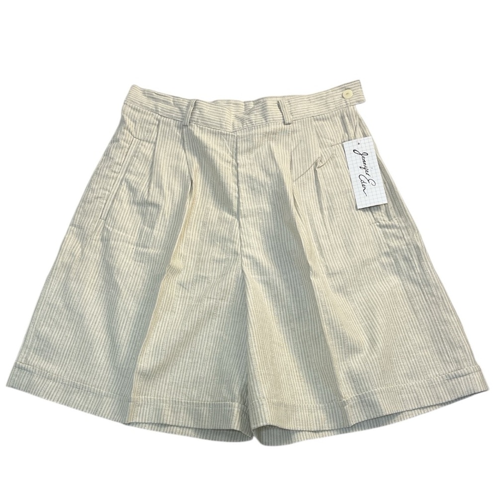 Jennifer Eden Linen blend Cream Pleated Bermuda Shorts Sz 11/12